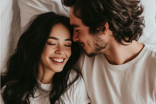 couple laughing and rebuilding trsut and attraction after infidelity